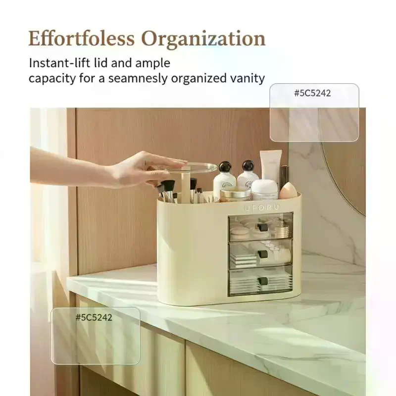Beauty Makeup Vanity Set - Organisateur de maquillage à levage automatique