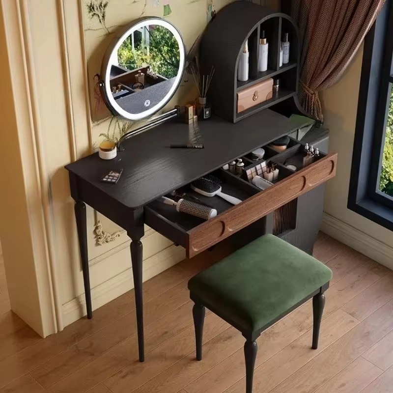 Beauty Makeup Vanity Set - Table de toilette noire italienne avec