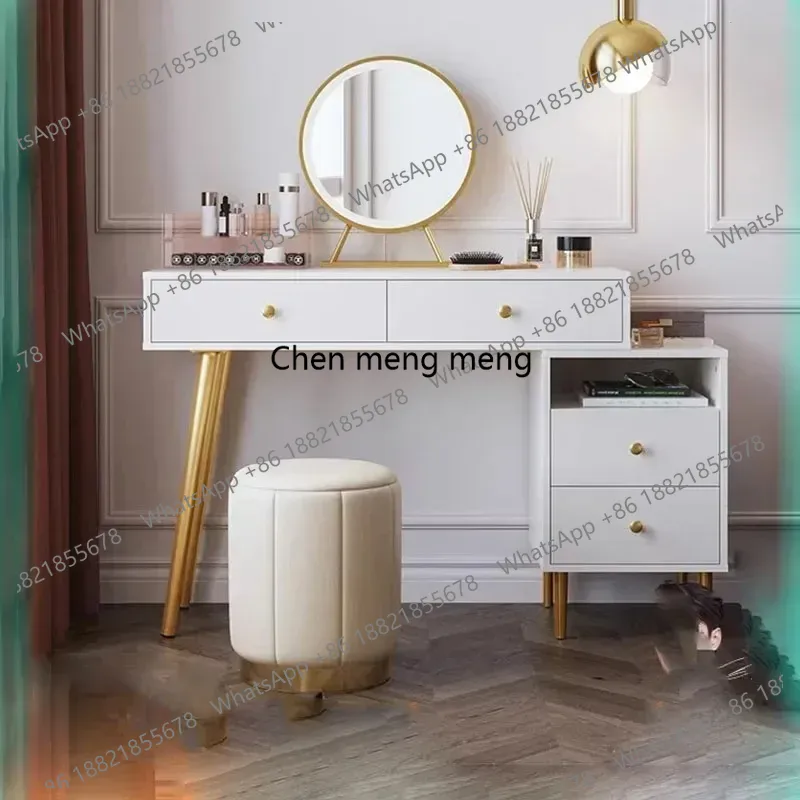 Beauty Without Makeup - Coiffeuse de rangement avec miroir, blanche,